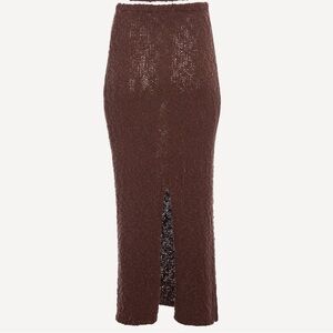 TROIS THE LABEL Kendall Brown Knit Slit Sweater Skirt
